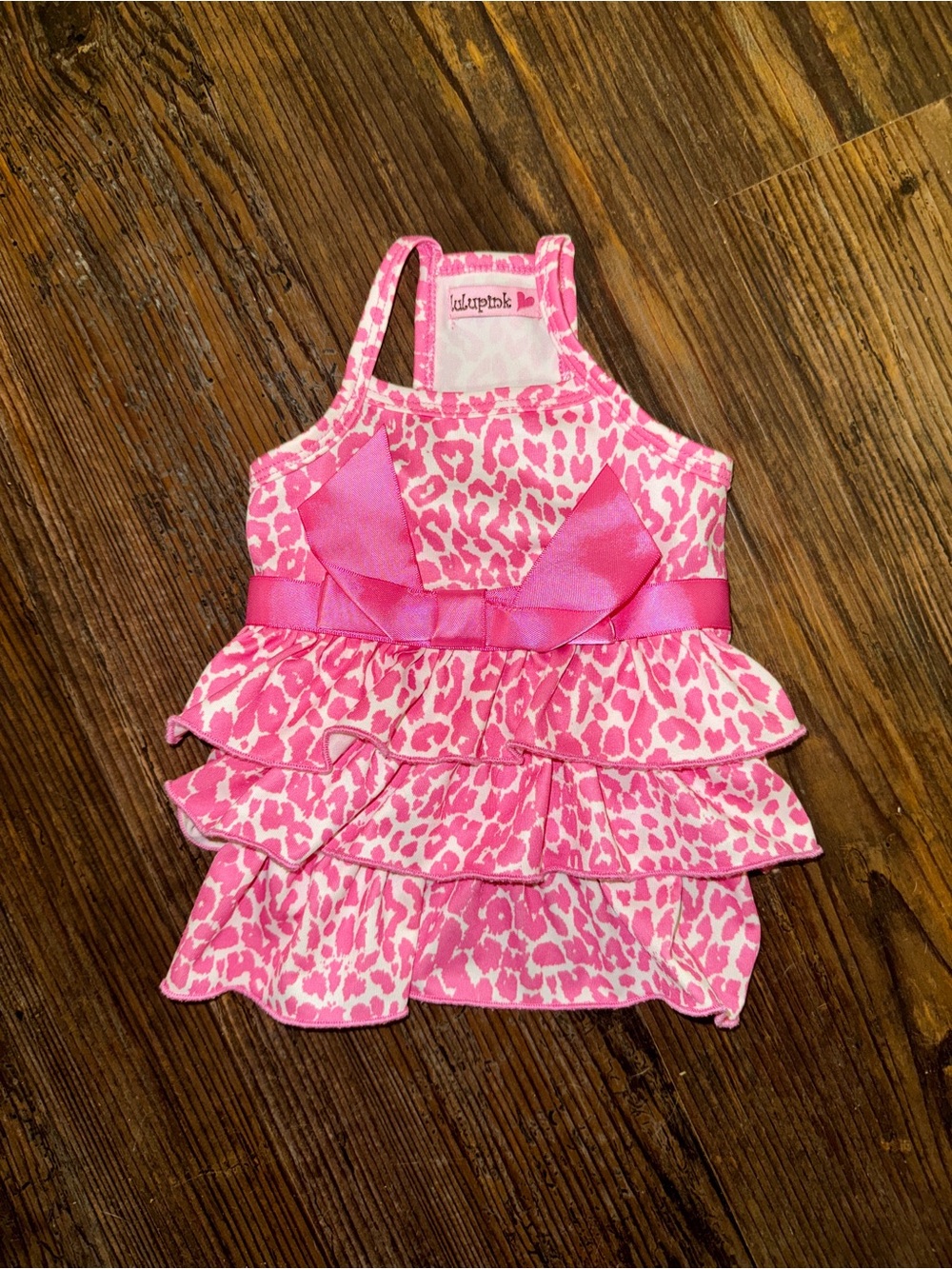 Pink Leopard Ruffle Dog Dress